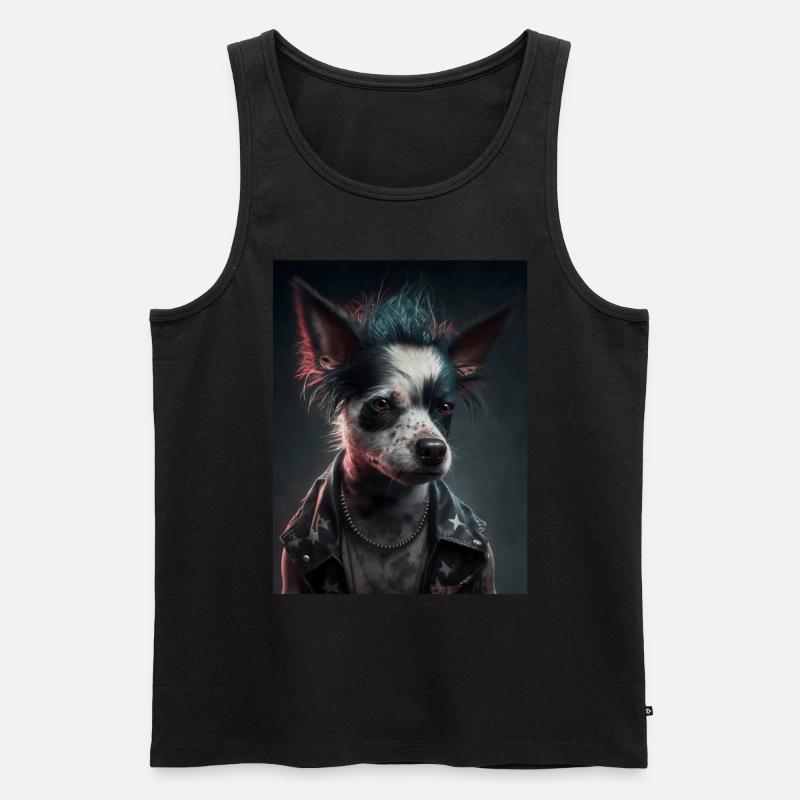 Rebel Punk Hund - Männer Premium Bio Tank Top - Schwarz