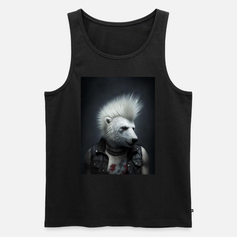 Cooler Punk Eisbär - Männer Premium Bio Tank Top - Schwarz