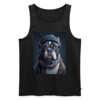 Cooler Hipster-Hund - Männer Premium Bio Tank Top - Schwarz - Vorne - AI Model Male 178 light (178cm)