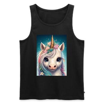 Buntes Kawaii Einhorn - Männer Premium Bio Tank Top - Schwarz - Vorne - Michal (187cm)