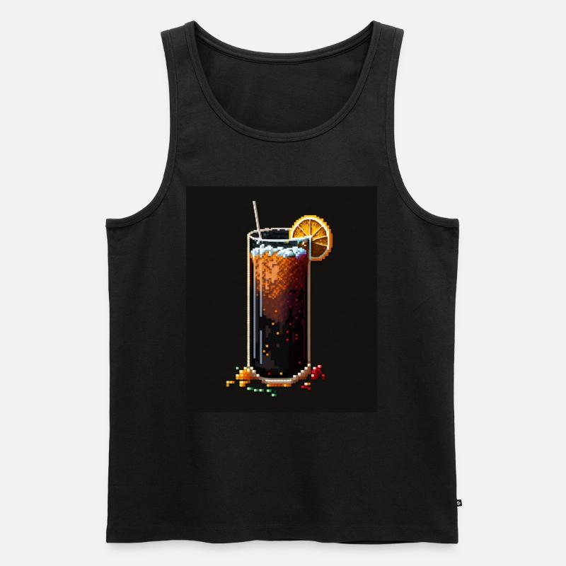 Pixel Art Longdrink - Männer Premium Bio Tank Top - Schwarz