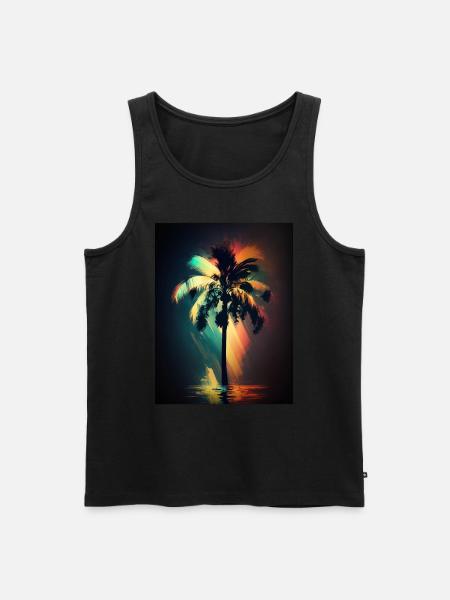 Bunte Palme - Männer Premium Bio Tank Top - Schwarz