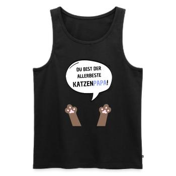 Du bist der beste Katzenpapa braun - Männer Premium Bio Tank Top - Schwarz - Vorne - Michal (187cm)