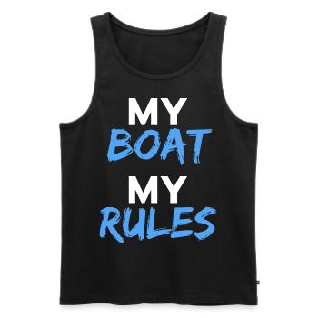 Mon bateau mes règles. Règles du capitaine de navire à voile - Débardeur bio Premium Homme - noir - Devant - Michal (187cm)
