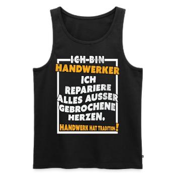 Ich bin Handwerker Lustige Handwerkerspruch - Männer Premium Bio Tank Top - Schwarz - Vorne - Michal (187cm)