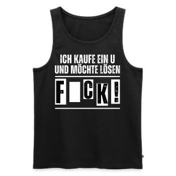 Ich kaufe ein U und möchte lösen. Fuck! Spruch - Männer Premium Bio Tank Top - Schwarz - Vorne - AI Model Male 178 light (178cm)
