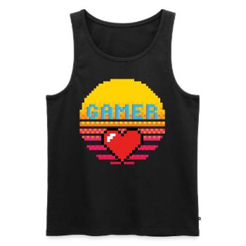 Gambler Retro Sunset - Débardeur bio Premium Homme - noir - Devant - AI Model Male 178 light (178cm)