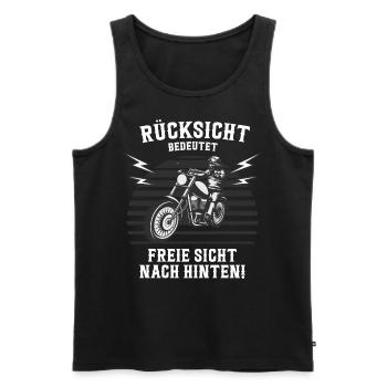 Rücksicht heißt freie Sicht nach hinten - Motorrad - Männer Premium Bio Tank Top - Schwarz - Vorne - AI Model Male 178 light (178cm)