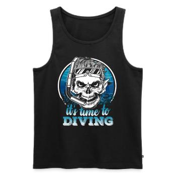C’est l’heure de la plongée - T-shirt Plongée sous-marine - Débardeur bio Premium Homme - noir - Devant - AI Model Male 178 light (178cm)