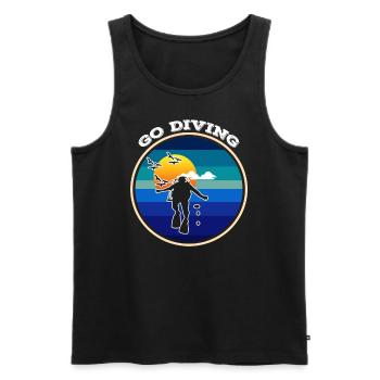 C’est l’heure de la plongée - T-shirt Plongée sous-marine - Débardeur bio Premium Homme - noir - Devant - AI Model Male 178 light (178cm)