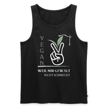 Vegan, weil mir Gewalt nicht schmeckt - Männer Premium Bio Tank Top - Schwarz - Vorne - AI Model Male 178 light (178cm)
