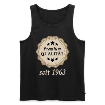 Premium Qualität seit 1963 - Männer Premium Bio Tank Top - Schwarz - Vorne - Michal (187cm)