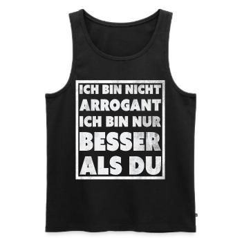 Lustige Sprüche T-Shirt online bestellen ,nur hier - Männer Premium Bio Tank Top - Schwarz - Vorne - AI Model Male 178 light (178cm)