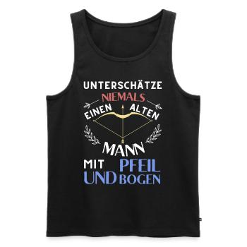 Unterschätze niemals einen alten Mann - Männer Premium Bio Tank Top - Schwarz - Vorne - Michal (187cm)