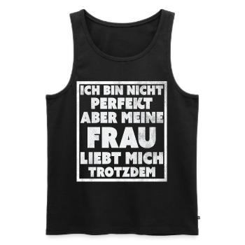 Lustige Sprüche T-Shirt online bestellen ,nur hier - Männer Premium Bio Tank Top - Schwarz - Vorne - AI Model Male 178 light (178cm)