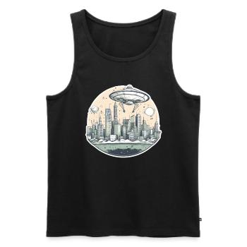 Alien Ufo Invasion - Männer Premium Bio Tank Top - Schwarz - Vorne - AI Model Male 178 light (178cm)