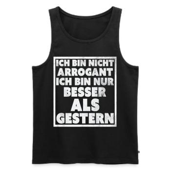 Lustige Sprüche T-Shirt online bestellen ,nur hier - Männer Premium Bio Tank Top - Schwarz - Vorne - AI Model Male 178 light (178cm)