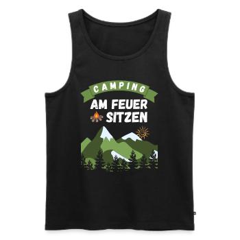 Camping am Feuer sitzen - Design - Männer Premium Bio Tank Top - Schwarz - Vorne - AI Model Male 178 light (178cm)
