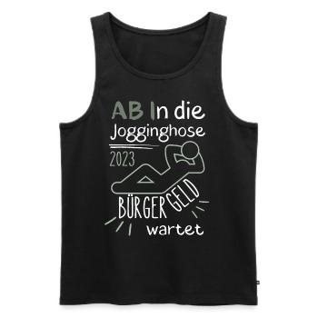 AB In die Jogginghose Bürgergeld wartet grün - Männer Premium Bio Tank Top - Schwarz - Vorne - Michal (187cm)