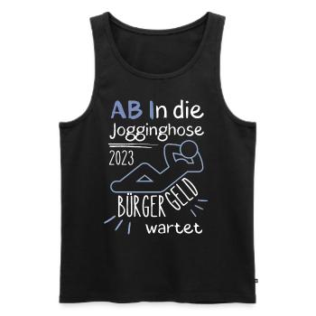 AB In die Jogginghose Bürgergeld wartet blau - Männer Premium Bio Tank Top - Schwarz - Vorne - Michal (187cm)