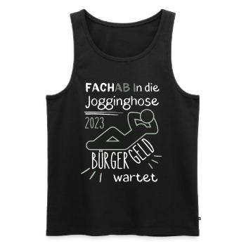 FACHAB In die Jogginghose Bürgergeld wartet grün - Männer Premium Bio Tank Top - Schwarz - Vorne - Michal (187cm)