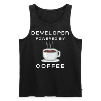 Developer powered by Coffee - Männer Premium Bio Tank Top - Schwarz - Vorne - Michal (187cm)