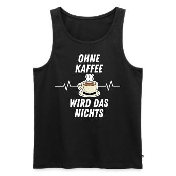 Ohne Kaffee wird das nichts - Männer Premium Bio Tank Top - Schwarz - Vorne - AI Model Male 178 light (178cm)