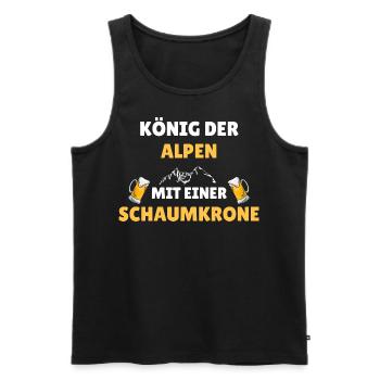 König der Alpen - Bier und Wandern Spruch - Männer Premium Bio Tank Top - Schwarz - Vorne - Michal (187cm)