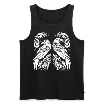 Corbeaux d’Odin, Hugin et Munin, Vikings de style tribal - Débardeur bio Premium Homme - noir - Devant - Michal (187cm)