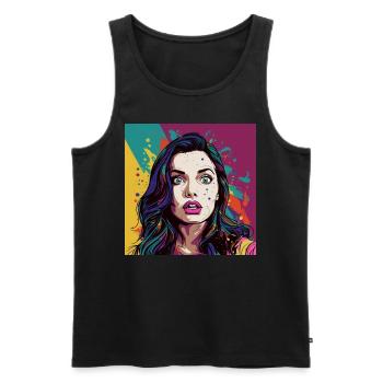 Pop Art Visage surpris - Débardeur bio Premium Homme - noir - Devant - AI Model Male 178 light (178cm)