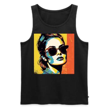 Pop Art Cool Woman - Men's Premium Organic Tank Top - black - Front - AI Model Male 178 light (178cm)