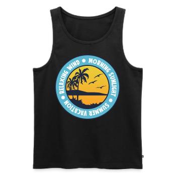 Summer Vibes – Urlaub, Palmen & Sonnenuntergang - Männer Premium Bio Tank Top - Schwarz - Vorne - Michal (187cm)