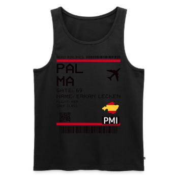 Mallorca Party Outfit Sauf Flight Ticket Boarding Pass - Débardeur bio Premium Homme - noir - Devant - AI Model Male 178 light (178cm)