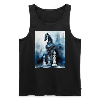 Blue Chess Knight Came to Life - Men's Premium Organic Tank Top - black - Front - Michal (187cm)