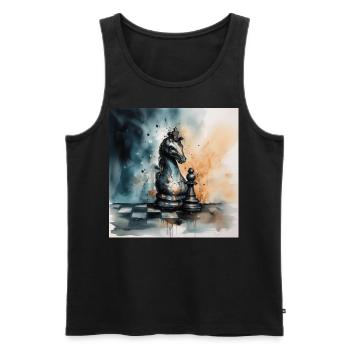 Kunstvoller Schachritter - Männer Premium Bio Tank Top - Schwarz - Vorne - AI Model Male 178 light (178cm)