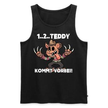1 2 Teddy kommt vorbei - Männer Premium Bio Tank Top - Schwarz - Vorne - Michal (187cm)