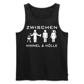 Zwischen Himmel und Hölle - Männer Premium Bio Tank Top - Schwarz - Vorne - AI Model Male 178 light (178cm)