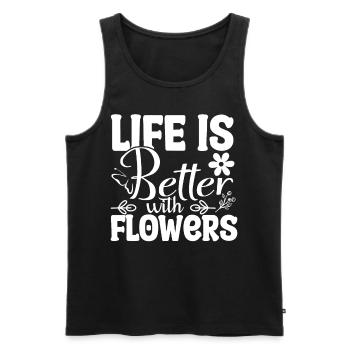 La vie est meilleure avec les fleurs - Cadeau - Débardeur bio Premium Homme - noir - Devant - AI Model Male 178 light (178cm)