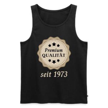 Premium Qualität seit 1973 - Männer Premium Bio Tank Top - Schwarz - Vorne - Michal (187cm)