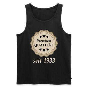 Premium Qualität seit 1933 - Männer Premium Bio Tank Top - Schwarz - Vorne - Michal (187cm)