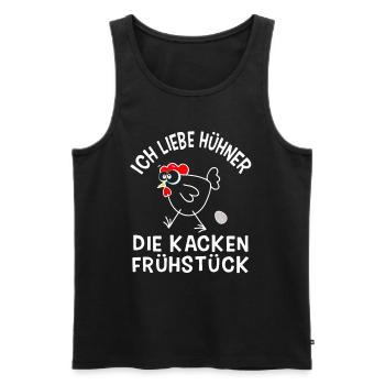 Funny Chicken Bauern Huhn Henne Hahn Hühner Shirt - Männer Premium Bio Tank Top - Schwarz - Vorne - Michal (187cm)