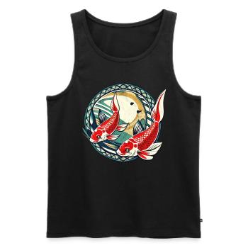 Koi Fish Japan Shirt Vintage Illustration - Débardeur bio Premium Homme - noir - Devant - AI Model Male 178 light (178cm)