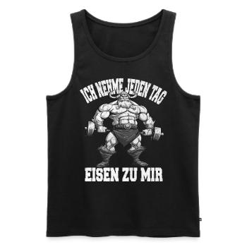 Ich Nehme Jeden Tag Eisen Zu Mir Gym Bodybuilding - Männer Premium Bio Tank Top - Schwarz - Vorne - Michal (187cm)