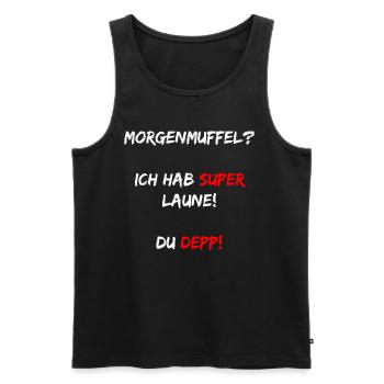 Morgenmuffel - Männer Premium Bio Tank Top - Schwarz - Vorne - AI Model Male 178 light (178cm)