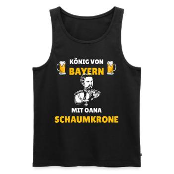 König von Bayern - Ludwig Spruch mit Bier Motiv - Männer Premium Bio Tank Top - Schwarz - Vorne - AI Model Male 178 light (178cm)