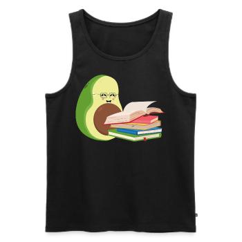 Lustige Avocado liest Bücher - Männer Premium Bio Tank Top - Schwarz - Vorne - Michal (187cm)