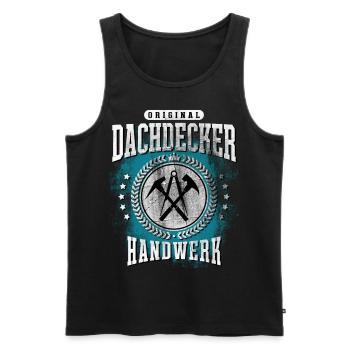 Dachdecker T-Shirt - Männer Premium Bio Tank Top - Schwarz - Vorne - AI Model Male 178 light (178cm)