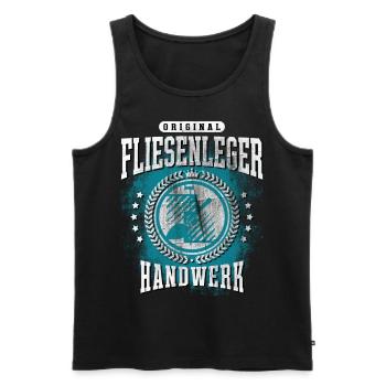 Fliesenleger T-Shirt - Männer Premium Bio Tank Top - Schwarz - Vorne - Michal (187cm)