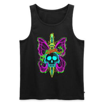 Totenkopf Schmetterling mit Dolch - Männer Premium Bio Tank Top - Schwarz - Vorne - AI Model Male 178 light (178cm)