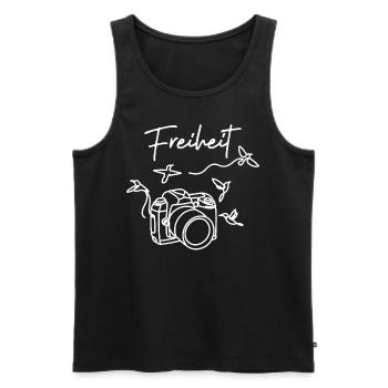 splattered Camera Freiheit - Männer Premium Bio Tank Top - Schwarz - Vorne - Michal (187cm)